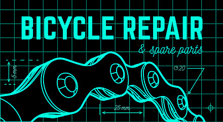 Image showing Bicycle repair on blueprint background with bicycle chain. Vector