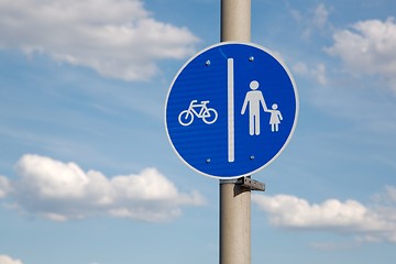 Image showing Bicycle lane on the sidewalk