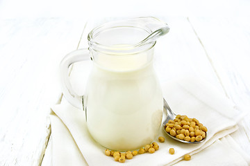 Image showing Milk soy in jug on board