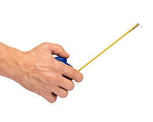 Image showing Hand with tape measure