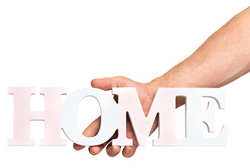 Image showing Hands holding Home word