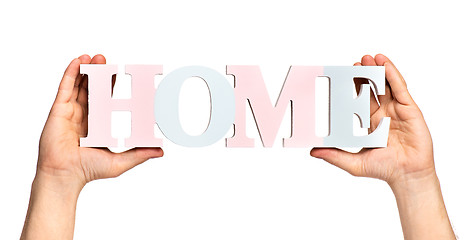 Image showing Hands holding Home word