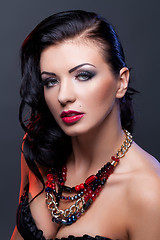 Image showing Beautiful girl  with necklace