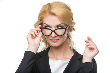 Image showing Beautiful business lady in glasses