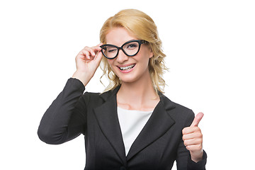 Image showing Beautiful business lady in glasses