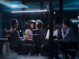 Image showing Multiethnic Business team using virtual reality headset