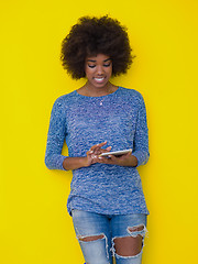 Image showing young black Woman Using Digital Tablet