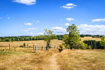 Image showing Countryside landscape with dry fields 