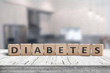 Image showing Diabetes disease sign on a table in a bright kitchen