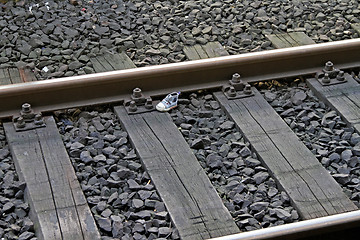 Image showing Shoe at Rail Tracks