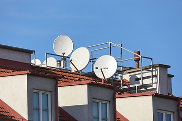 Image showing Rooftop Parabola Satellite Receivers