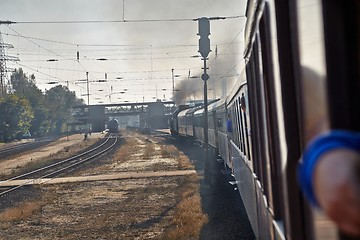 Image showing Train journey with steam locomotive