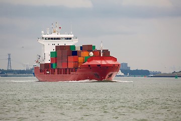 Image showing Industrial ship heading out