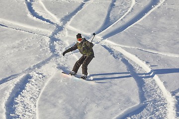 Image showing Snowboarder in the Alps