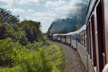 Image showing Train journey with steam locomotive