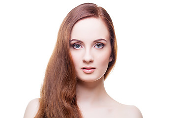 Image showing Beautiful girl with long red brown hair