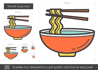 Image showing Noodle soup line icon.