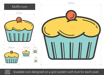 Image showing Muffin line icon.