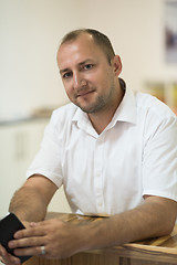 Image showing designer in his furniture manufacturing workshop