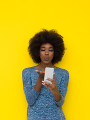 Image showing young black Woman Using mobile phone