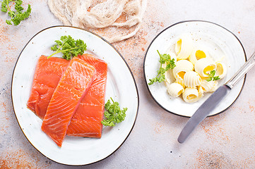 Image showing salmon fish and butter 