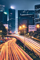 Image showing Street traffic in Hong Kong at night