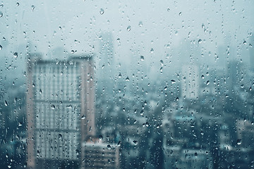 Image showing Rain drops on window