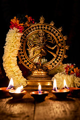 Image showing Shiva Nataraja with Diwali lights