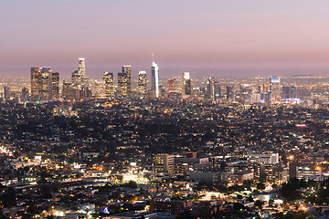 Image showing Beautiful Light Los Angeles California Downtown City Skyline Urb