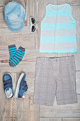 Image showing Flat lay photography of boy\'s casual outfit.