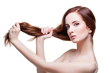 Image showing Beautiful girl with long strong hair