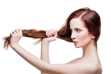 Image showing Beautiful girl with long strong hair