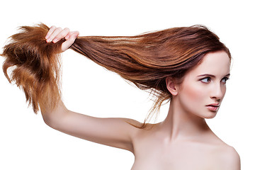 Image showing Beautiful girl with long strong hair