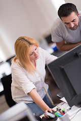 Image showing designers in office at the wooden furniture manufacture