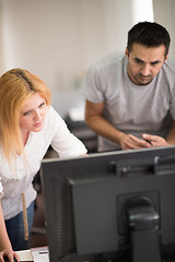 Image showing designers in office at the wooden furniture manufacture