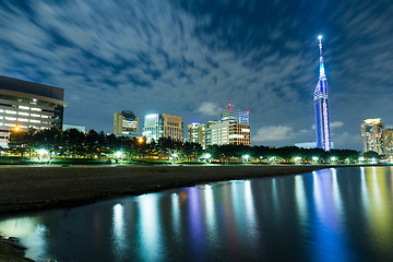 Image showing Fukuoka city at night