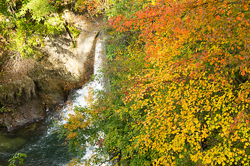 Image showing Autumn Naruko canyon and cascade