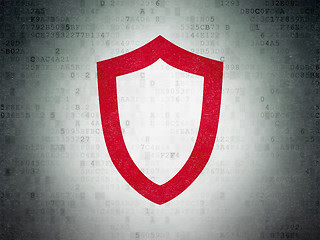 Image showing Security concept: Contoured Shield on Digital Data Paper background