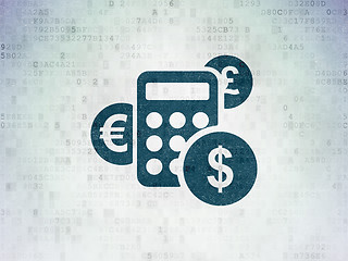 Image showing Business concept: Calculator on Digital Data Paper background