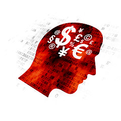 Image showing Education concept: Head With Finance Symbol on Digital background