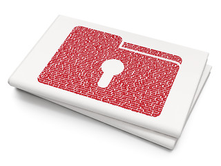 Image showing Business concept: Folder With Keyhole on Blank Newspaper background