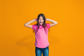 Image showing The squint eyed teen girl with weird expression