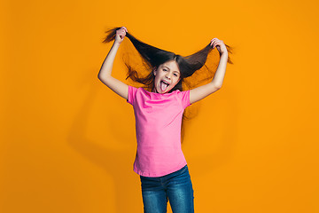 Image showing The squint eyed teen girl with weird expression