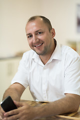 Image showing designer in his furniture manufacturing workshop