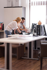 Image showing designers in office at the wooden furniture manufacture