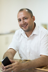 Image showing designer in his furniture manufacturing workshop