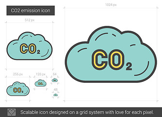 Image showing CO2 emission line icon.