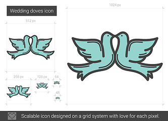 Image showing Wedding doves line icon.