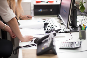 Image showing designers in office at the wooden furniture manufacture