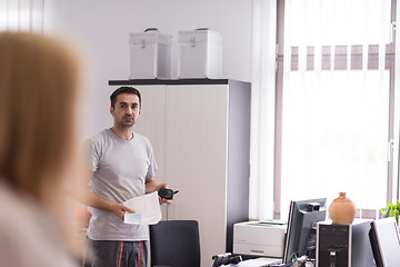 Image showing designers in office at the wooden furniture manufacture